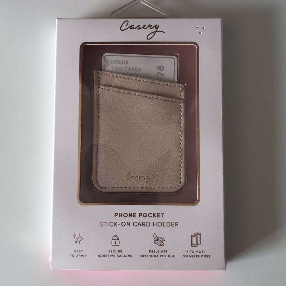 Stick on card holder for phone